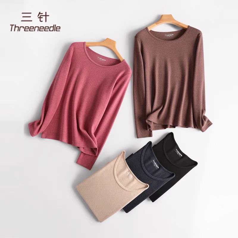 三针高品质双面拉绒圆领女内衣6916