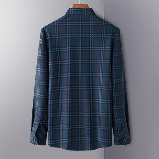 【加绒加厚】罗蒙男装保暖衬衫男士商务休闲百搭爸爸装格纹衬衣男 商品图1