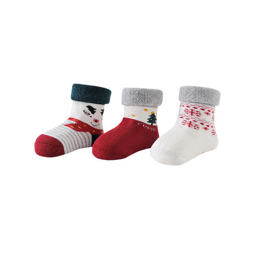 英氏-寝具类（冬）E1新年袜3双装RW红白11CM 商品图4