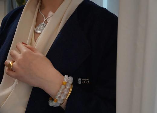 纯白玻璃种强荧光大佛钻石套链 商品图4