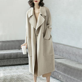 米思阳2025冬装新款欧美风一粒扣保暖双面呢大衣中长款羊毛外套女6354