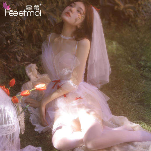 霏慕情趣内衣梦幻蝴蝶结网纱新娘套装 商品图1