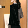 新款立领拼接宽松长袖金丝绒打底衫女洋气小衫遮肚子上衣 FL2364 商品缩略图4
