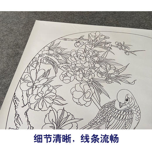 【有步骤、大彩图】郑玲玲工笔画白描底稿小品《一缕清香一份醉》桃花麻雀初学者临摹花鸟线稿ZL68 商品图4