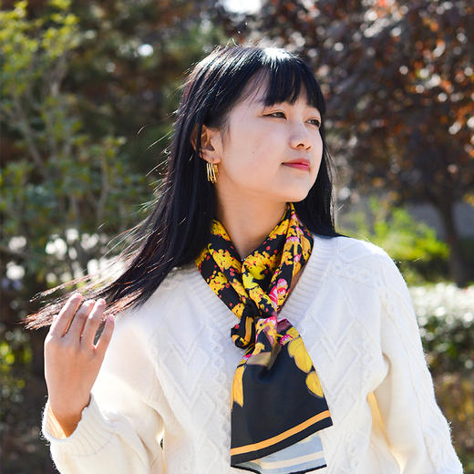 【强国联创】诗画鄠邑系列 原创设计限量款仿真丝巾/丝带 商品图0