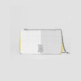 BURBERRY 博柏利 Lola系列 小号白色灰色黄色饰边绗缝三色羔羊皮萝纳包斜跨单肩包 女士单肩包 混色 8030246 A1462