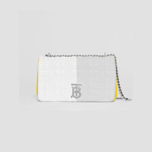 BURBERRY 博柏利 Lola系列 小号白色灰色黄色饰边绗缝三色羔羊皮萝纳包斜跨单肩包 女士单肩包 混色 8030246 A1462 商品图0
