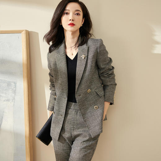 剩L 米思阳2025时尚套装洋气秋款修身显瘦时尚休闲西装裤子两件套2364 商品图0