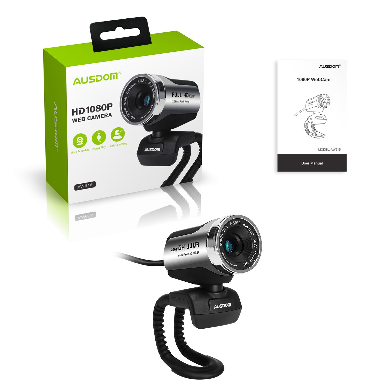 AUSDOM AW651 HDR QHD 2K Zoomable Streaming Webcam with Tripod