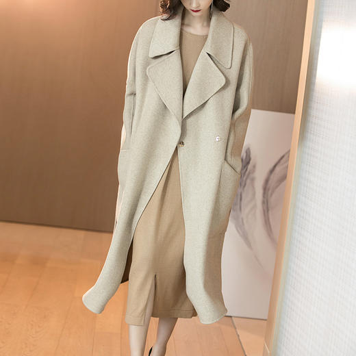 米思阳2025冬装新款欧美风一粒扣保暖双面呢大衣中长款羊毛外套女6354 商品图2