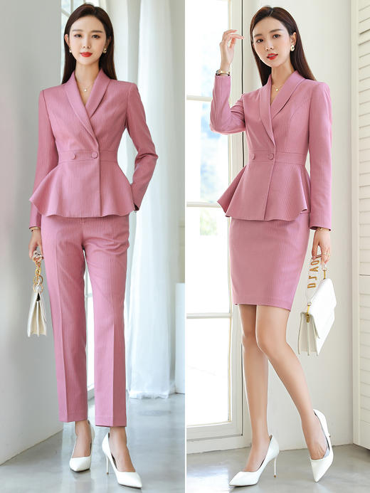 高端粉色西装套裙气质正装套装职业装面试医美皮肤管理工作服女装 商品图2