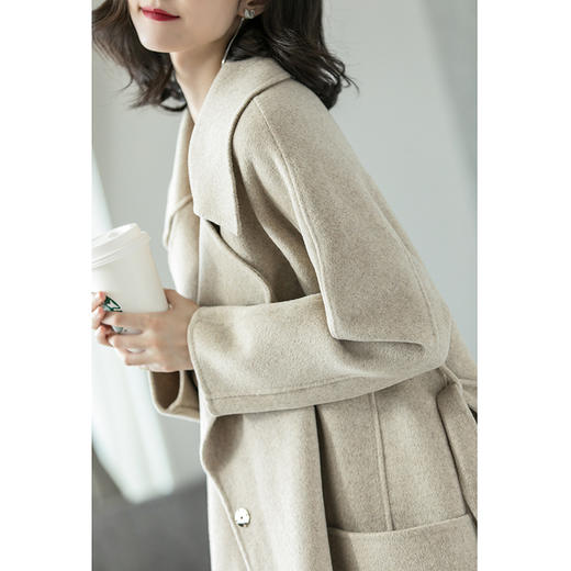 米思阳2025冬装新款欧美风一粒扣保暖双面呢大衣中长款羊毛外套女6354 商品图3