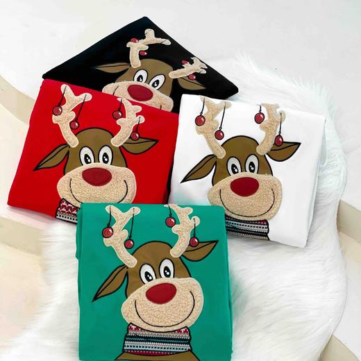 女士精工圣诞鹿加绒保暖阔版卫衣 商品图8