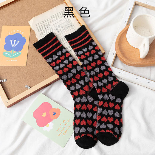【2双装 温暖的守护 从足底开始】秋冬季彩色爱心中筒袜港风透气棉袜学院风ins地板袜潮牌女袜 商品图4