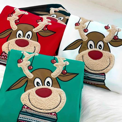 女士精工圣诞鹿加绒保暖阔版卫衣 商品图9