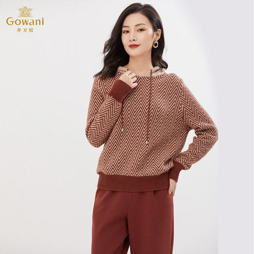 乔万尼秋冬新品连帽针织衫轻款减龄亲肤牦牛绒EI4M626 商品图4