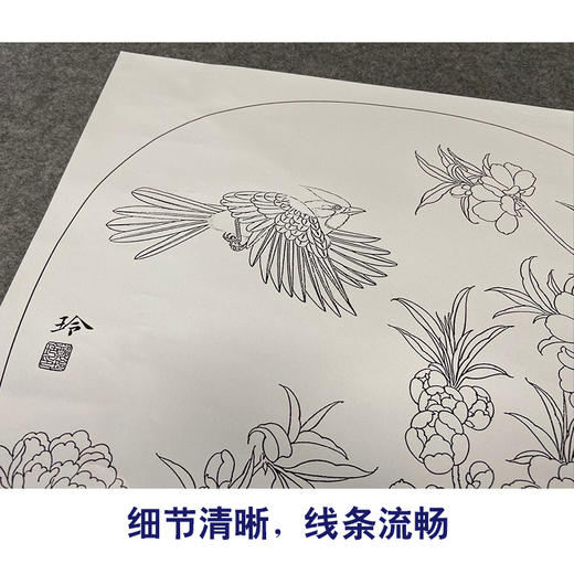 【有步骤、大彩图】郑玲玲工笔画白描底稿小品《春暖花开》桃花初学者临摹花鸟线稿ZL70 商品图4