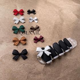 美甲日系网红包金属质感立体镂空蝴蝶结饰品简约五彩指甲装饰 （10颗，颜色随机）