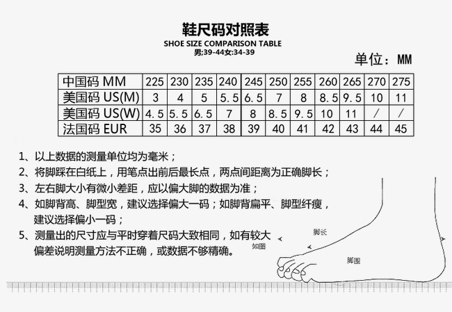 尺码表