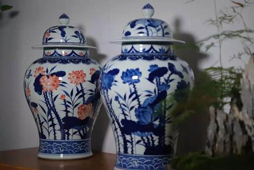 余爱英：手绘青花釉里红将军罐 商品图0