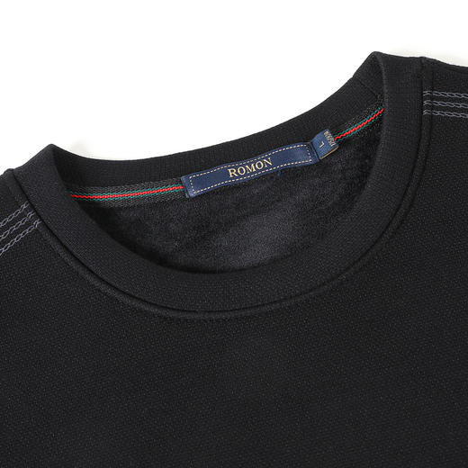 【加绒加厚】罗蒙秋冬保暖卫衣男士休闲学院风简约长袖T恤衫男 商品图6