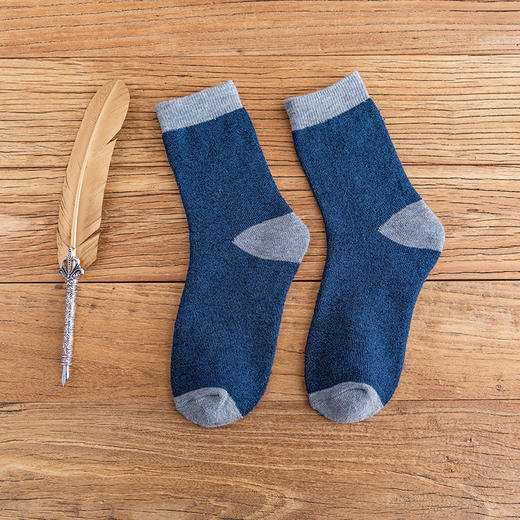 【6双装 毛圈蓄热加倍】 男士袜子冬季加厚保暖并线毛圈袜男士休闲棉质中筒袜罗口拼色毛巾袜 商品图10