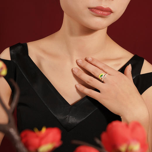 子佩集S990银【一叶知秋】戒指【MXJZ006】珐琅彩银杏叶 商品图1