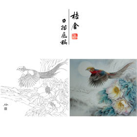 【有步骤、大彩图】郑玲玲工笔画白描底稿小品《静谧梦里》红腹锦鸡初学者临摹花鸟线稿ZL60