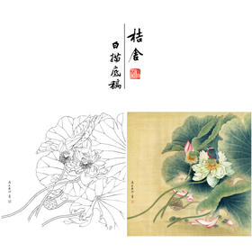 【有步骤、大彩图】郑玲玲工笔画白描底稿斗方小品《晨露碧荷语无声》荷花初学者临摹花鸟线稿ZL88
