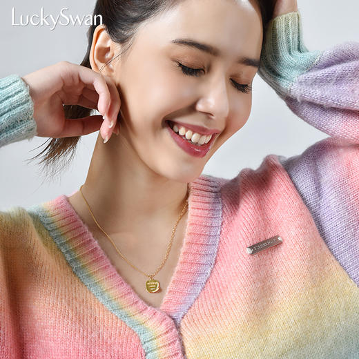 LUCKY SWAN卷边吊牌项链女小众设计感百搭轻奢锁骨链毛衣链手链 商品图0