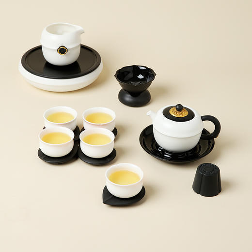 陆宝陶瓷茶具套装整套茶具家用客厅新中式泡茶礼盒装 海棠清欢茶礼 商品图0