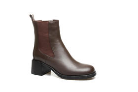 豪麟名鞋奥莱迪嘉女装牛皮革简约短靴DJCMO12WN222咖啡色  原价2460元