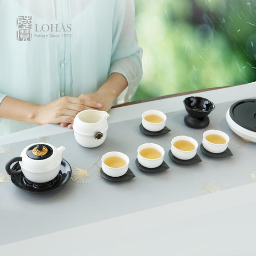 陆宝陶瓷茶具套装整套茶具家用客厅新中式泡茶礼盒装 海棠清欢茶礼 商品图2