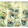 【有步骤、大彩图】郑玲玲工笔画白描底稿四条屏荷花图《荷塘鹭影》ZL99 商品缩略图0