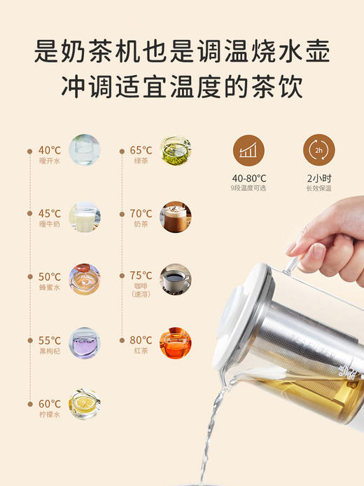 【鸣盏】 奶茶机 家用小型便携式自动咖啡烧水养生壶办公室多功能煮茶器 商品图2