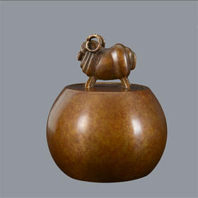 宇达青铜摆件 十二生肖羊《祈福临门茶叶罐》创意装饰 家居工艺摆件  高12cm