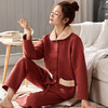 睡衣长袖夹层保暖家居服，三层加厚夹棉中青老年秋冬季套装XFL3813 商品缩略图0