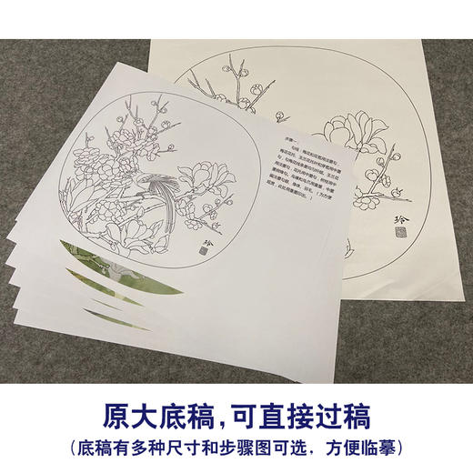 【有步骤、大彩图】郑玲玲工笔画白描底稿《喜顺图》梅花小品初学者临摹花鸟线稿ZL73 商品图1