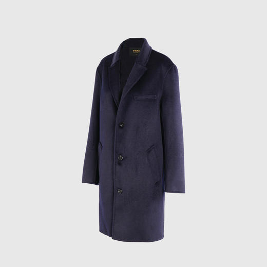 轻奢气质枪驳领三颗单排扣双面手工男中长款大衣 商品图2