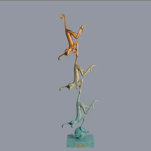 宇达青铜摆件 十二生肖猴《灵猴献宝》创意装饰 家居工艺摆件  高73cm 商品图0