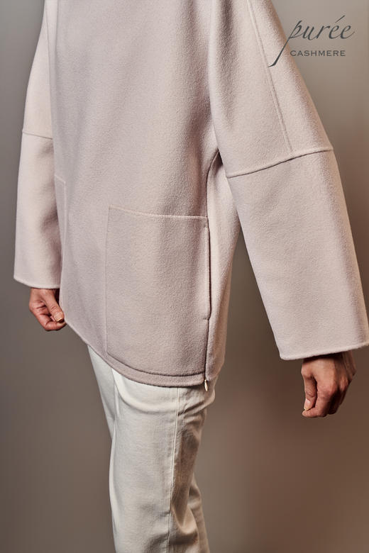 #0115「SIDE SLIT BLOUSE   」100% CASHMERE 单侧开衩套头短大衣 商品图3