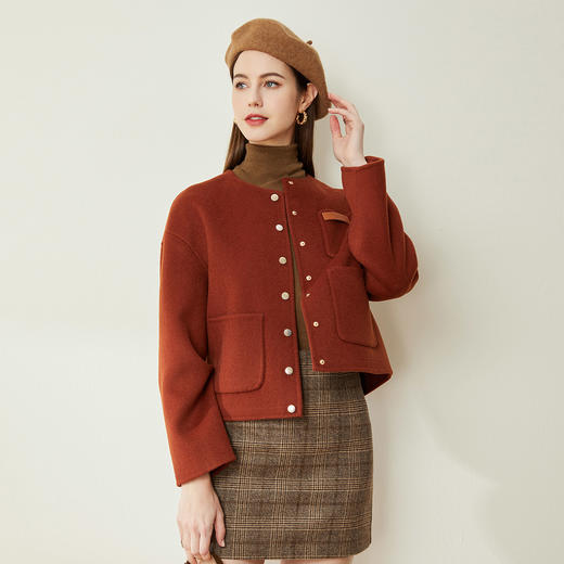 LD987斯尔丽[专柜同款]瑟俪2021冬新款百搭小个子简约短款气质减龄大衣 商品图2