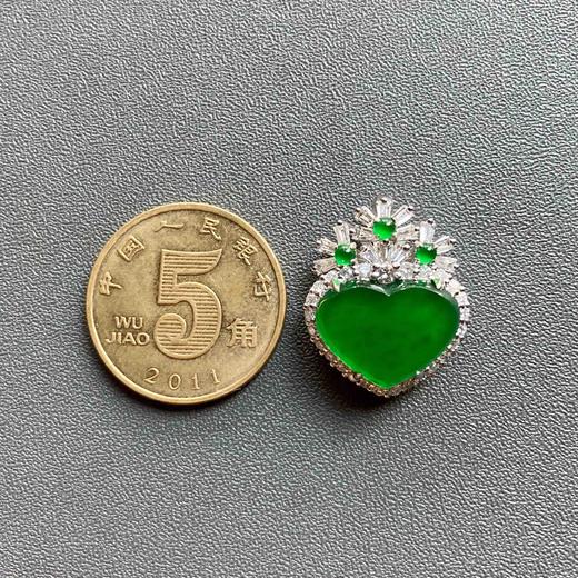 玻璃种厚庄阳绿翡翠心18k白金钻石镶嵌 商品图4
