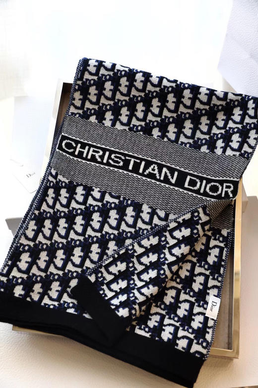 Dior字母针织围巾-海军蓝 商品图8