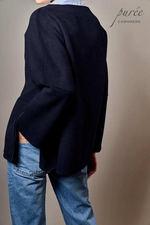 #0115「SIDE SLIT BLOUSE   」100% CASHMERE 单侧开衩套头短大衣 商品图6