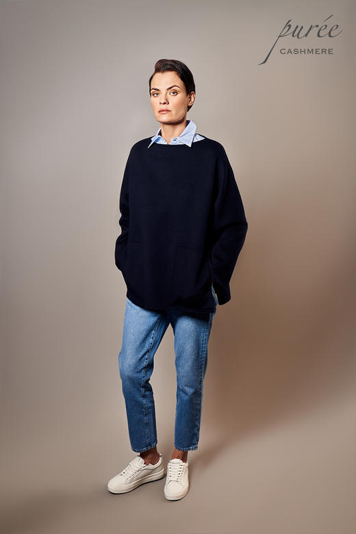 #0115「SIDE SLIT BLOUSE   」100% CASHMERE 单侧开衩套头短大衣 商品图2