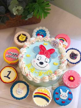 六寸手绘米妮➕十个奶油纸杯蛋糕 下单前请仔细阅读商品详情