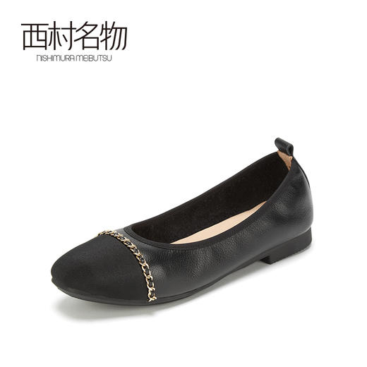 西村名物2021春季新款浅口单鞋女百搭小香风舒适平底奶奶鞋T21AE11711 商品图0