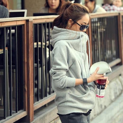 外贸秋冬款大衣大码女装连帽卫衣女韩版加厚抓绒休闲拉链卫衣外套 商品图1