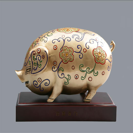 宇达青铜摆件 十二生肖猪《百福贡门》创意装饰 家居工艺摆件  高21cm 商品图0